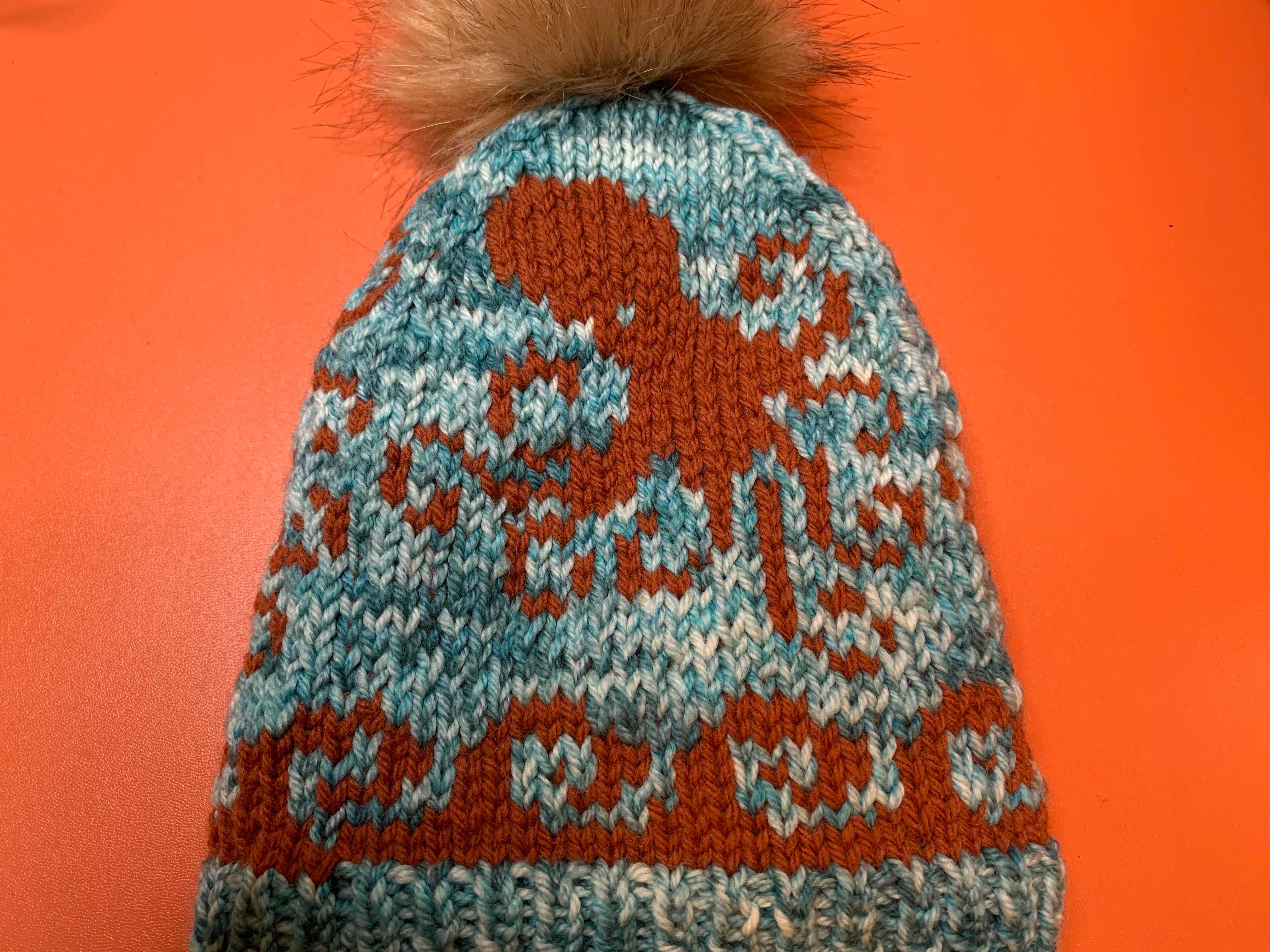 A hat with a colorwork octopus design